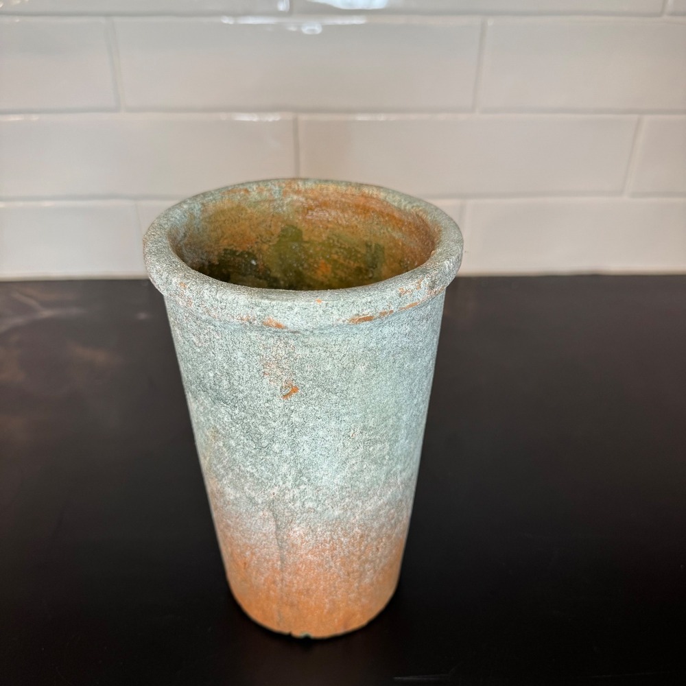 47th & Main Decorative Vase Home Decor 9.5in Green Orange Weathered BMR433